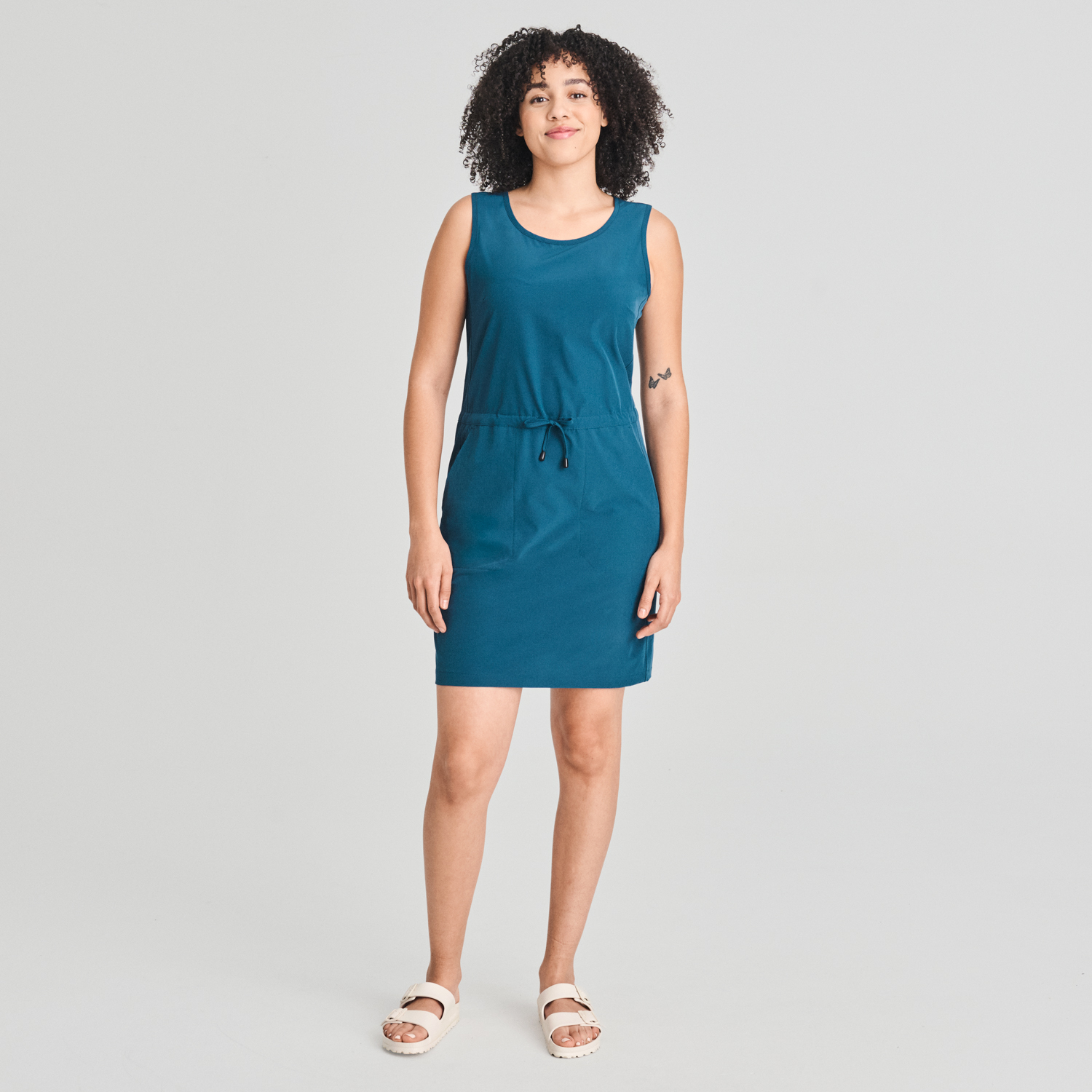 Azimut - robe sans manches extensible de couleur bleu pour femme