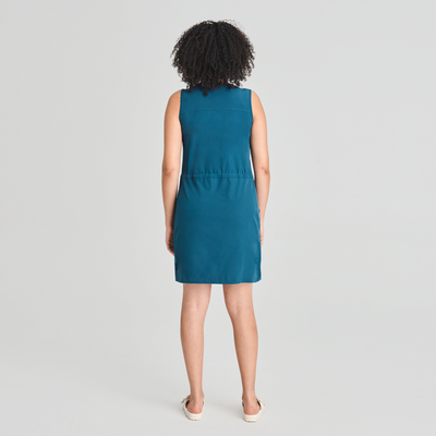 Azimut - robe sans manches extensible de couleur bleu pour femme