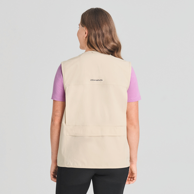 Veste sans manches unisexe avec plusieurs poches couleur beige