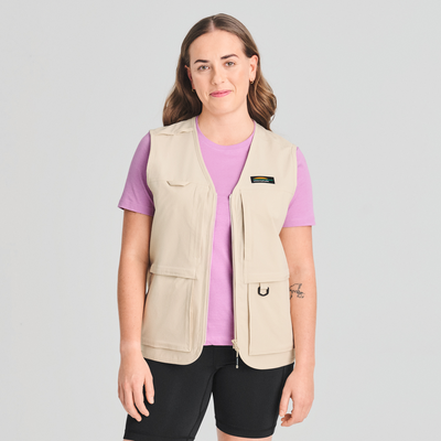 Veste sans manches unisexe avec plusieurs poches couleur beige