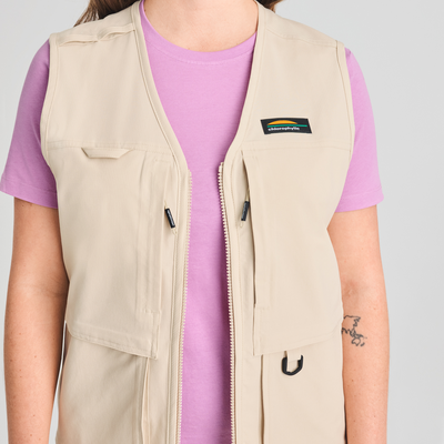 Veste sans manches unisexe avec plusieurs poches couleur beige