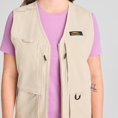 Veste sans manches unisexe avec plusieurs poches couleur beige