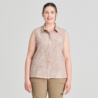 Azimut - chemise sans manches beige pour femme