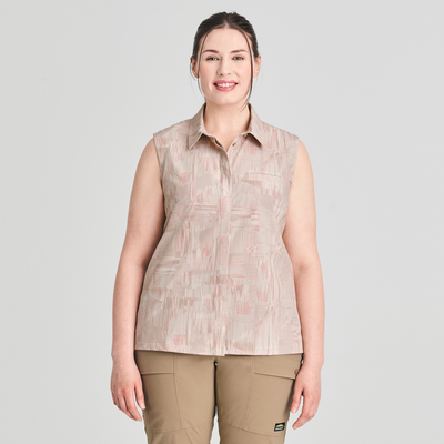 Azimut - chemise sans manches beige pour femme