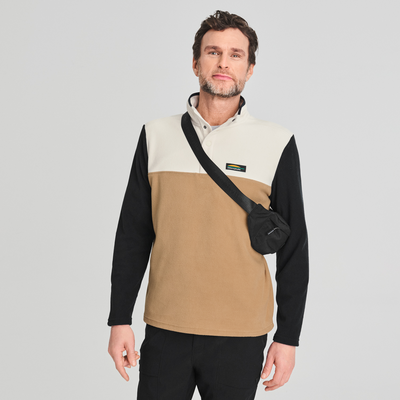 Nilas - chandail en polaire pour homme couleur brun-beige