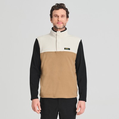 Nilas - chandail en polaire pour homme couleur brun-beige