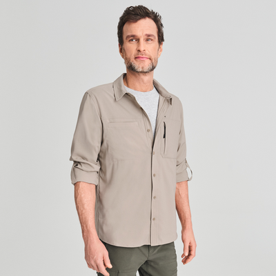 Gaspé - chemise manche longue anti-UV de couleur gris pour homme