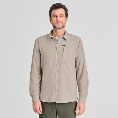Gaspé - chemise manche longue anti-UV de couleur gris pour homme