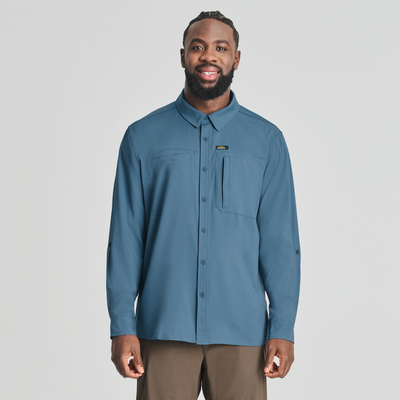 Gaspé - chemise manche longue anti-UV de couleur bleu pour homme