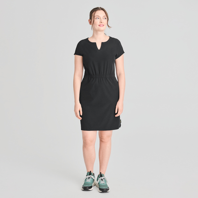 Azimut - robe d'été à col en V de couleur noir pour femme