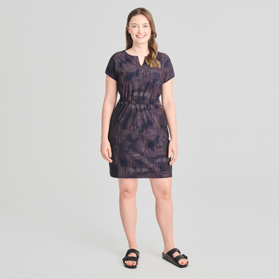 Azimut - robe d'été à col en V de couleur mauve pour femme
