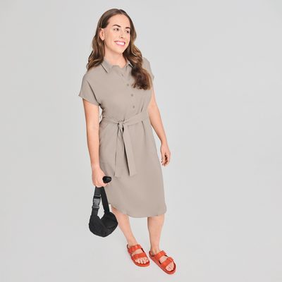 Gaspé - robe chemise de couleur beige pour femme