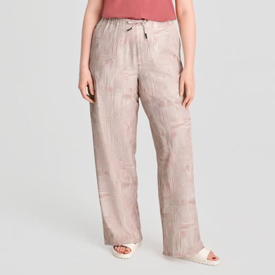 Azimut - pantalon à jambe large de couleur beige pour femme