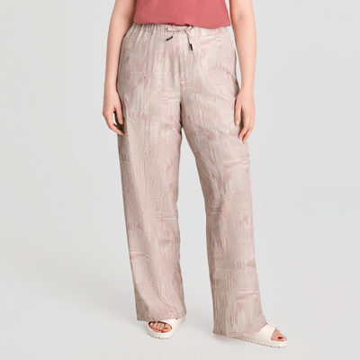 Azimut - pantalon à jambe large de couleur beige pour femme