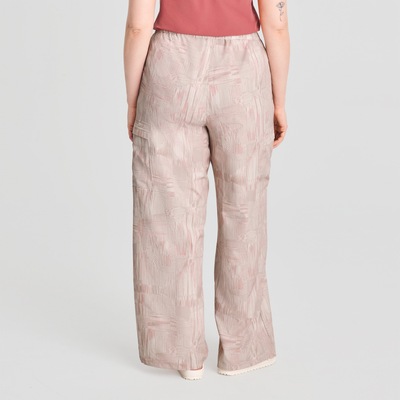Azimut - pantalon à jambe large de couleur beige pour femme