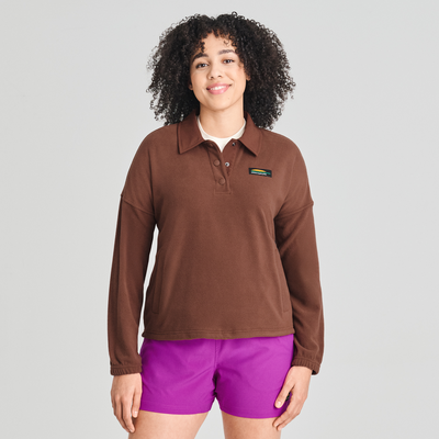Denali chandail à col polo en polaire de couleur brun pour femme