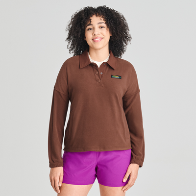 Denali chandail à col polo en polaire de couleur brun pour femme