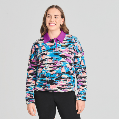 Denali chandail à col polo en polaire de couleur mauve pour femme