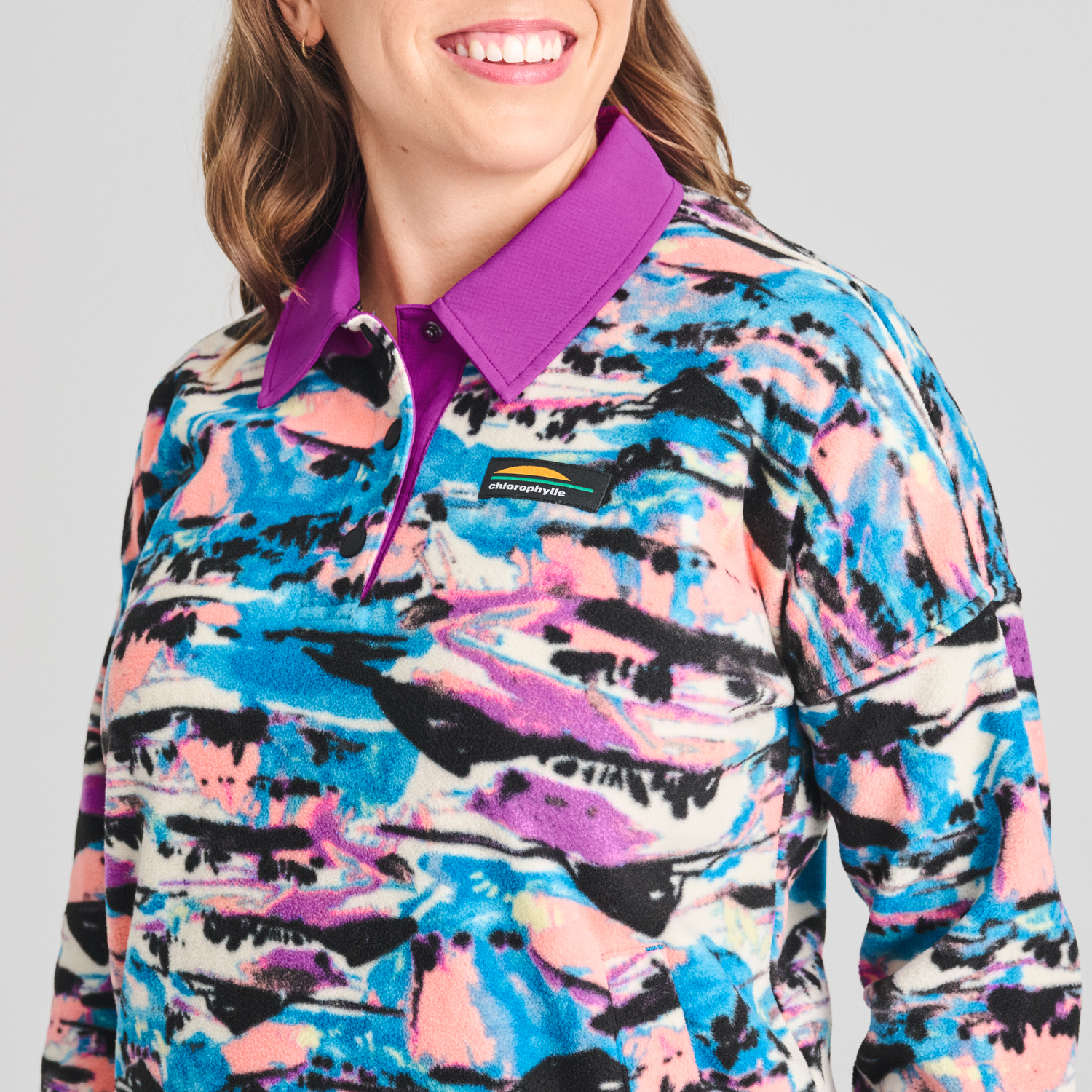 Denali chandail à col polo en polaire de couleur mauve pour femme