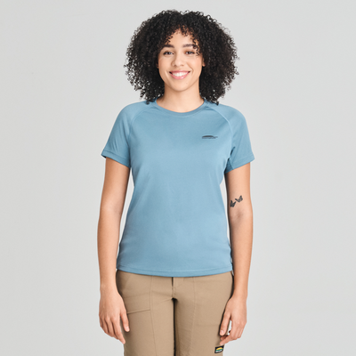 T-shirt technique pour femme de couleur bleu