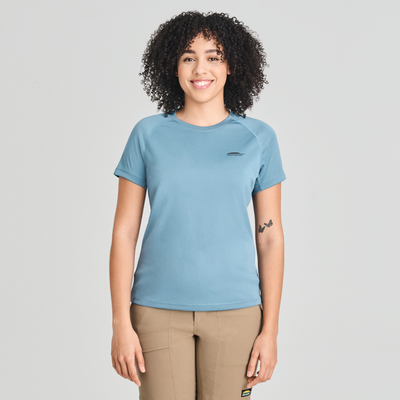 T-shirt technique pour femme de couleur bleu