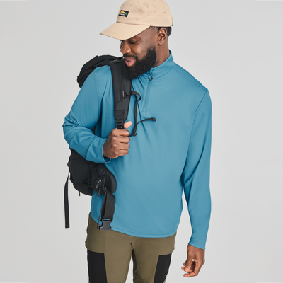 Chandail quart-zip Loken de couleur bleu pour homme