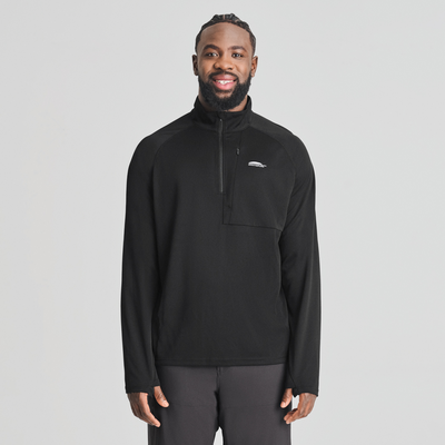 Chandail léger Aventure 1/4 zip de couleur noir pour homme