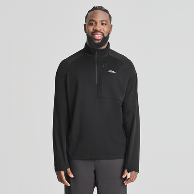 Chandail léger Aventure 1/4 zip de couleur noir pour homme