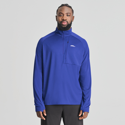 Chandail léger Aventure 1/4 zip de couleur bleu pour homme