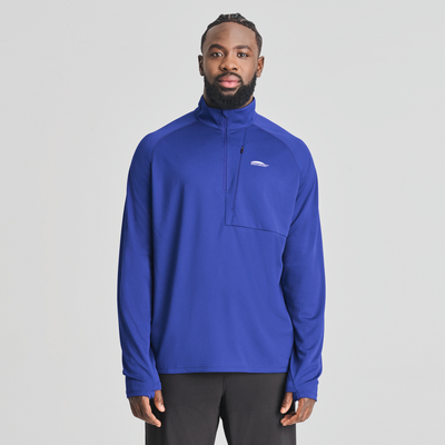 Chandail léger Aventure 1/4 zip de couleur bleu pour homme