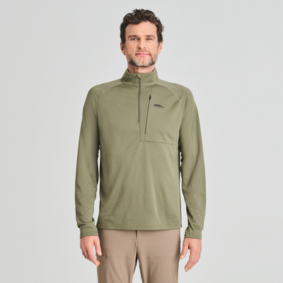 Chandail léger Aventure 1/4 zip de couleur vert pour homme