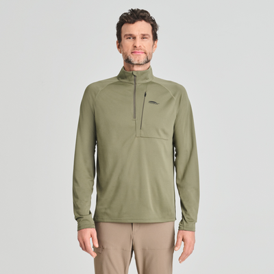 Chandail léger Aventure 1/4 zip de couleur vert pour homme