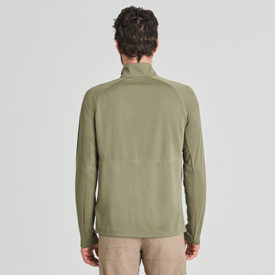 Chandail léger Aventure 1/4 zip de couleur vert pour homme