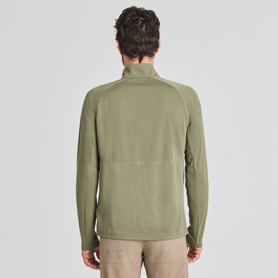 Chandail léger Aventure 1/4 zip de couleur vert pour homme