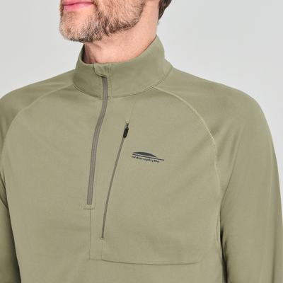 Chandail léger Aventure 1/4 zip de couleur vert pour homme