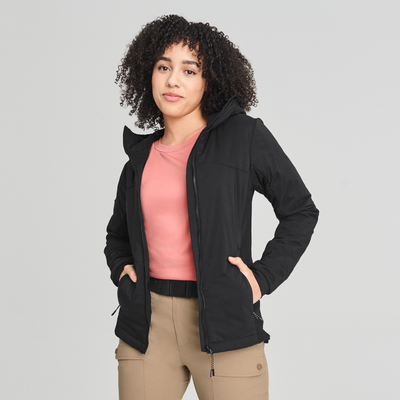 Veste isolée mi-saison Synergie de couleur noir pour femme
