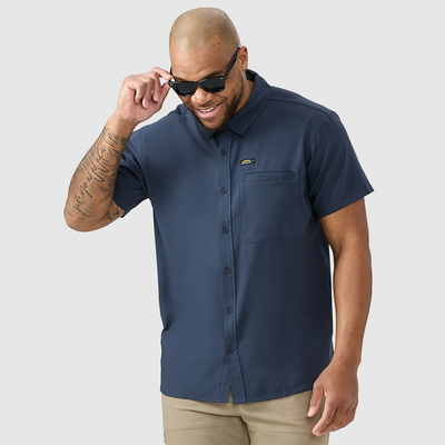 Gaspé - chemise légère manches courtes bleu pour homme