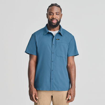 Gaspé - chemise légère manches courtes bleu pour homme