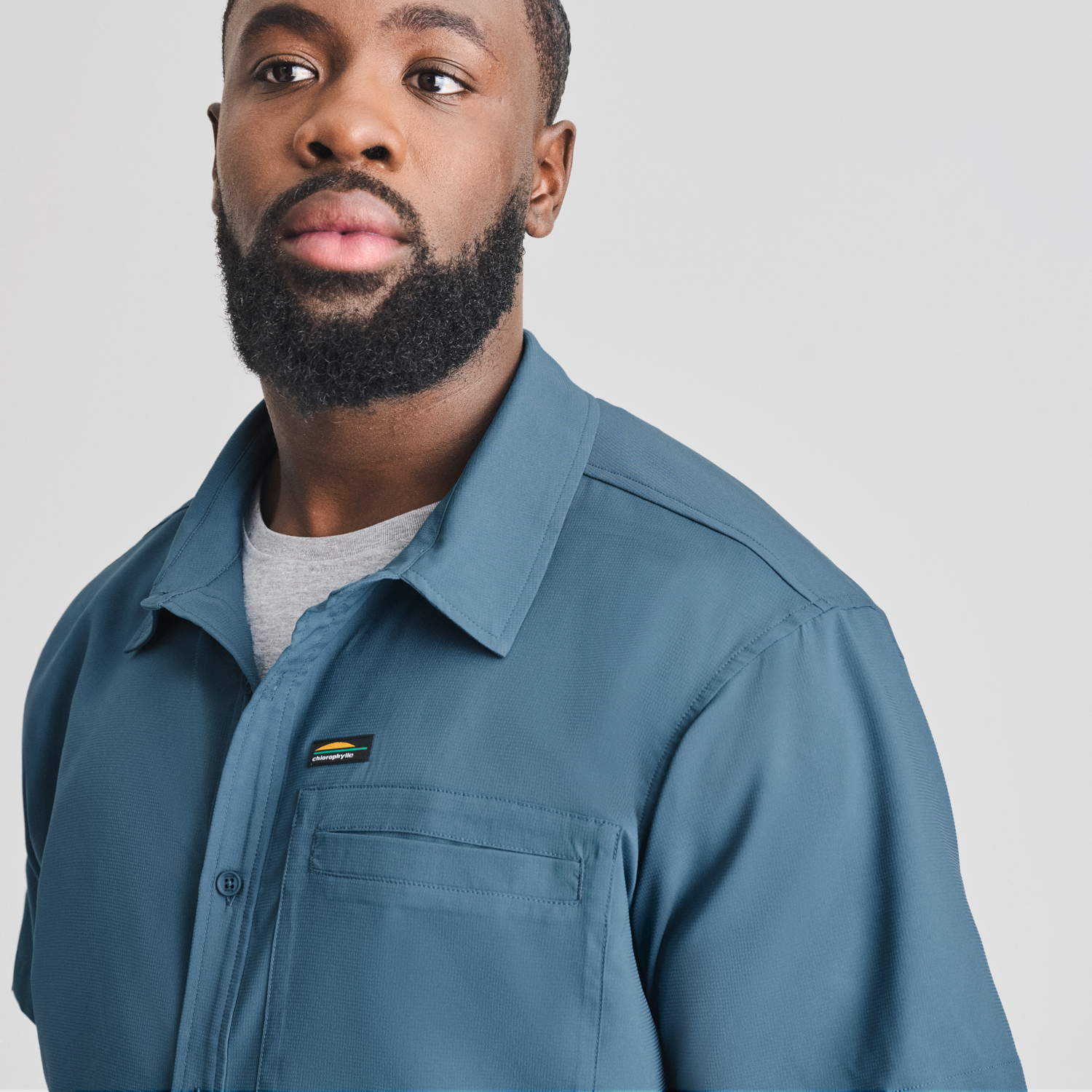 Gaspé - chemise légère manches courtes bleu pour homme