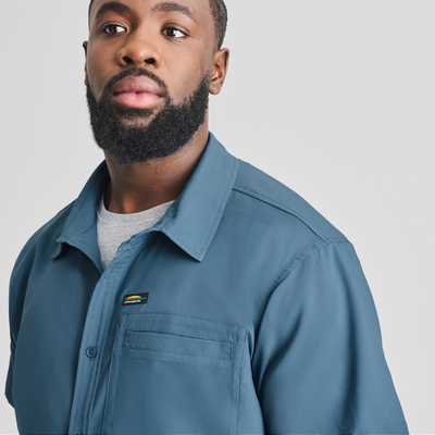 Gaspé - chemise légère manches courtes bleu pour homme
