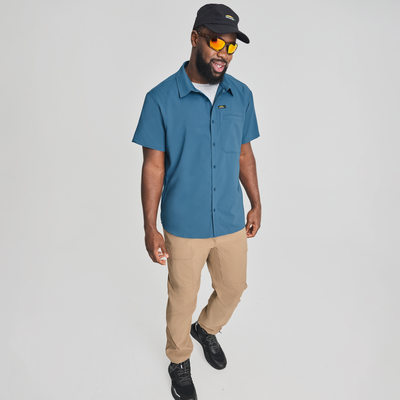 Gaspé - chemise légère manches courtes bleu pour homme