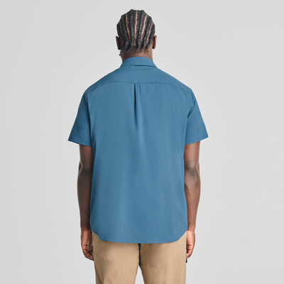Gaspé - chemise légère manches courtes bleu pour homme