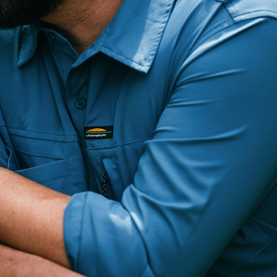 Gaspé - chemise manche longue anti-UV de couleur bleu pour homme