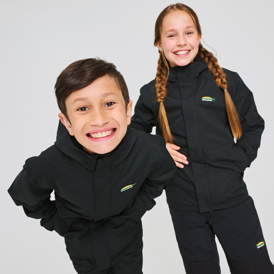 Veste isolé imperméable noir pour jeune