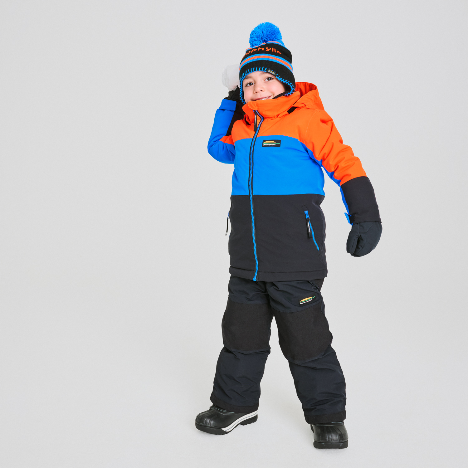 Habit de neige 2 pièces pour enfant couleur bleu et orange