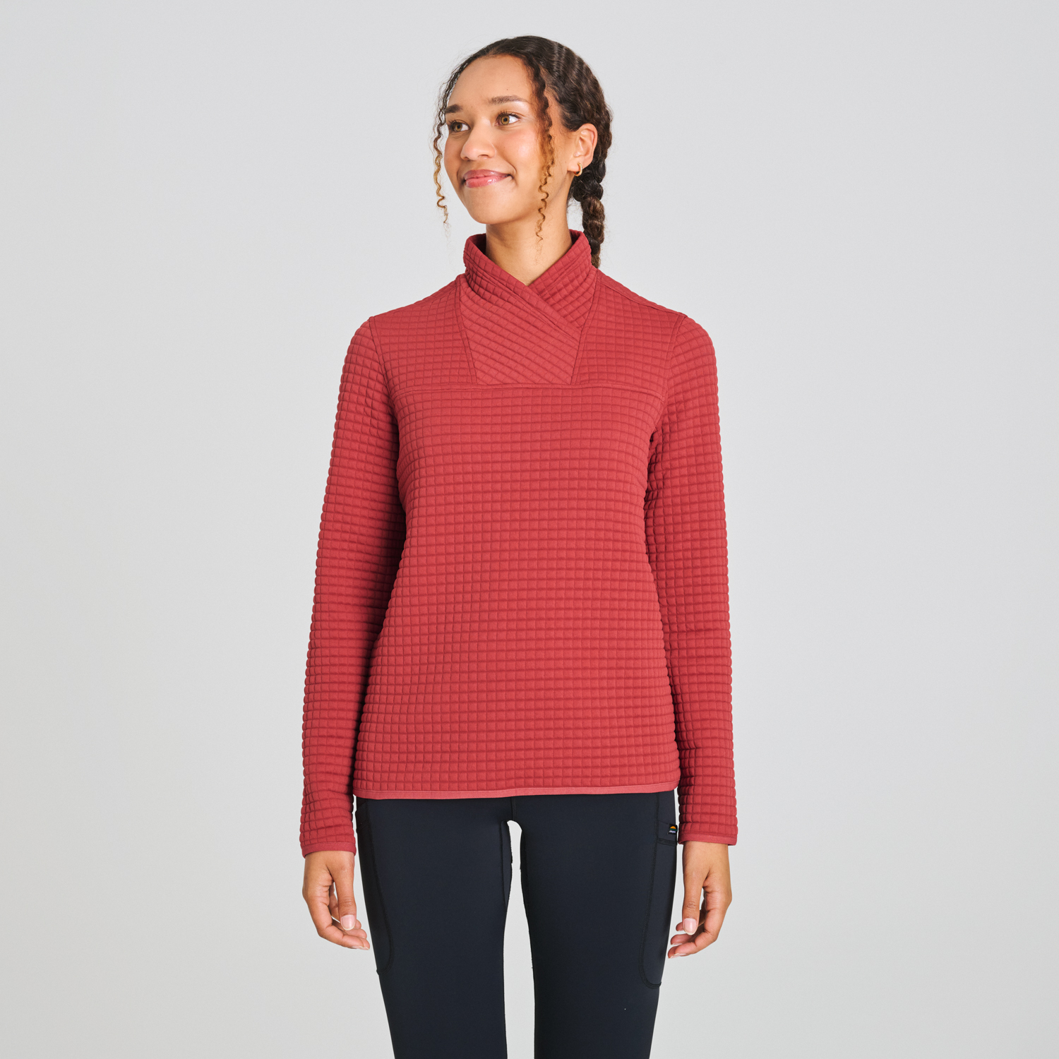 chandail gauffré pour femme couleur rouge 
