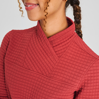 chandail gauffré pour femme couleur rouge 