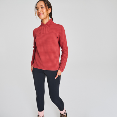chandail gauffré pour femme couleur rouge 