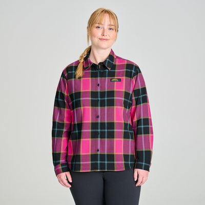 Chemise à carreaux pour femme couleur rose