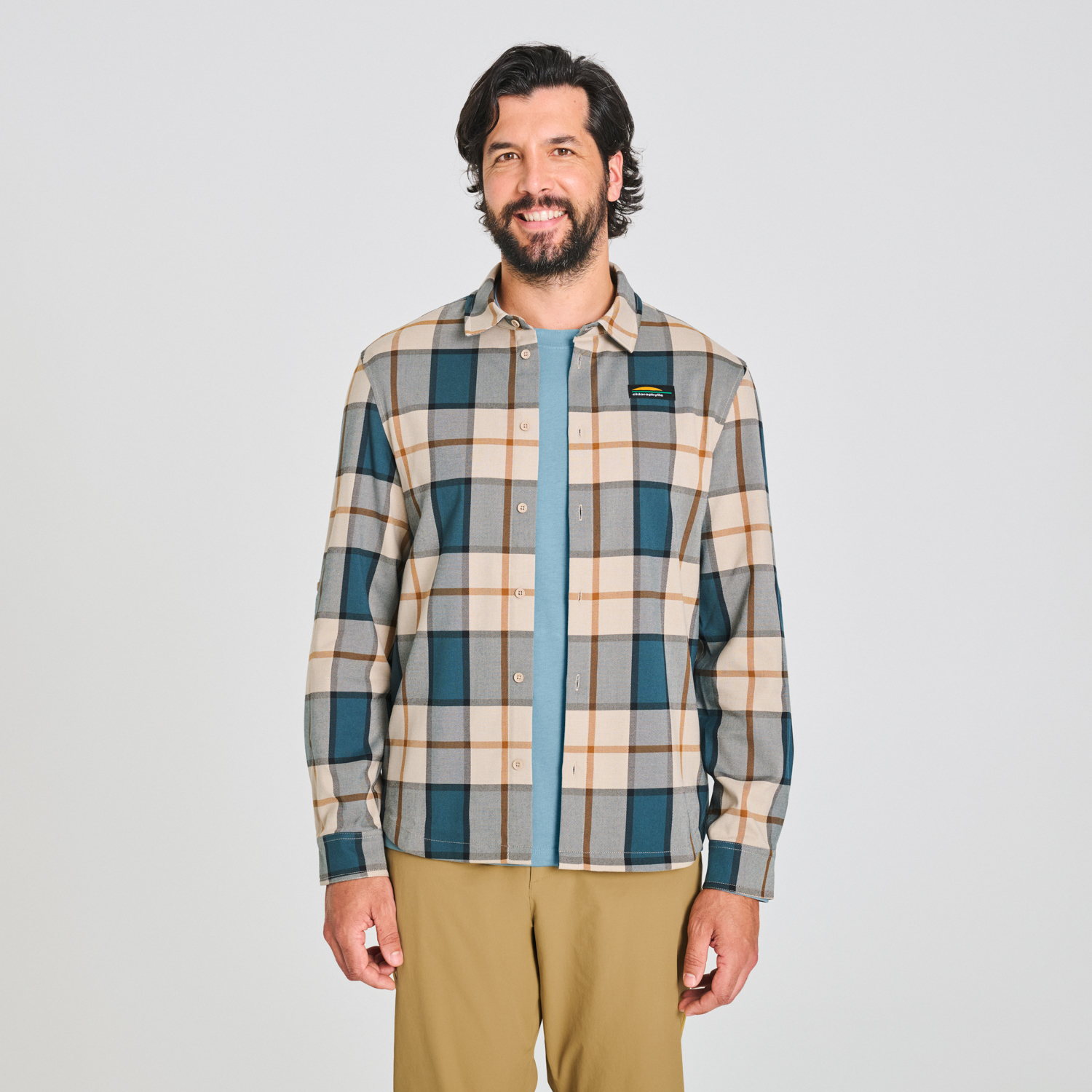 Finnegan - chemise à carreaux pour homme couleur beige et bleu